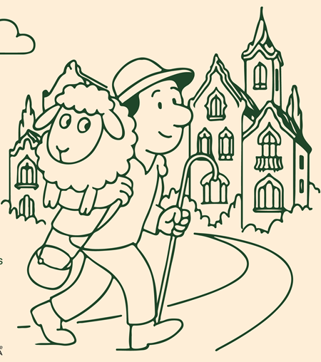 Il·lustració de pastor i ovella