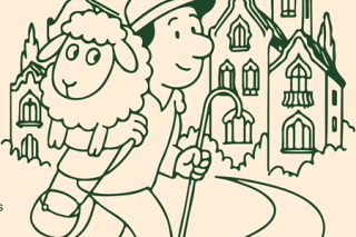 Il·lustració de pastor i ovella