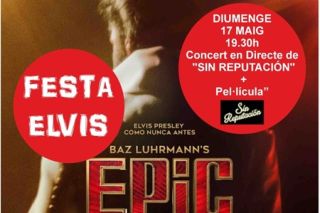 Concert poster for 'Sin reputación' and screening of the film 'Epic Elvis Presley in concert'