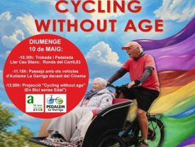 Cartell de la pel·lícula 'Cycling without age' i detall activitats relacionades