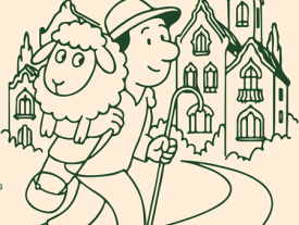 Il·lustració de pastor i ovella