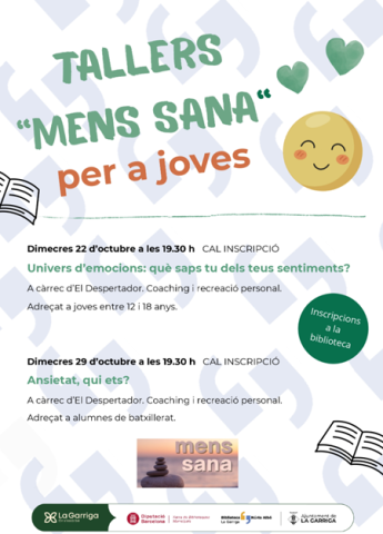 Cartell Tallers 'Mens Sana' per a joves