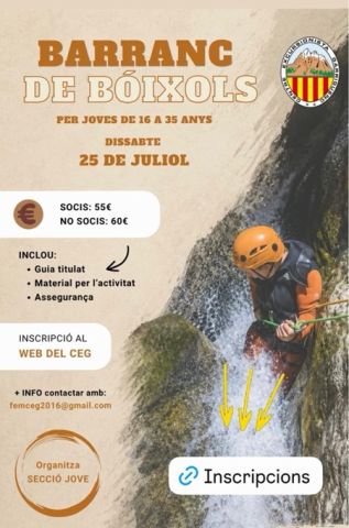 Cartell activitat de descens de barrancs