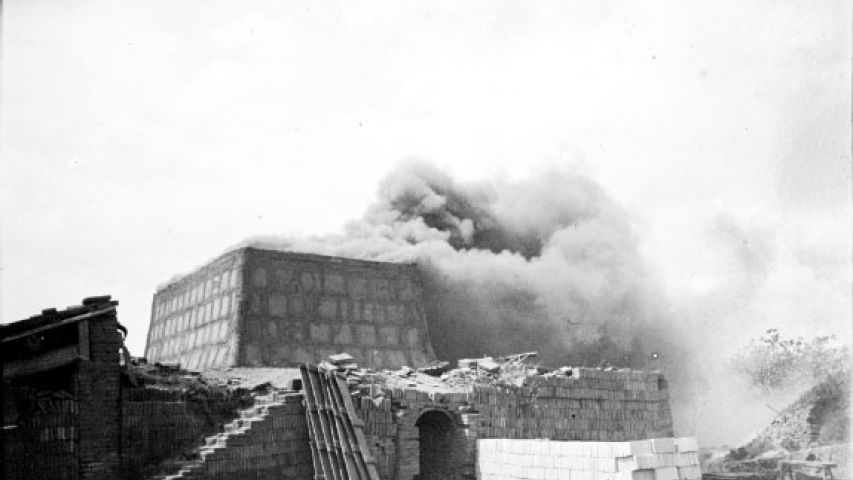 Una bòbila industrial de la Garriga en funcionament, l’any 1904. Fons Blancafort (AHCO), Centre de Documentació Històrica de la Garriga